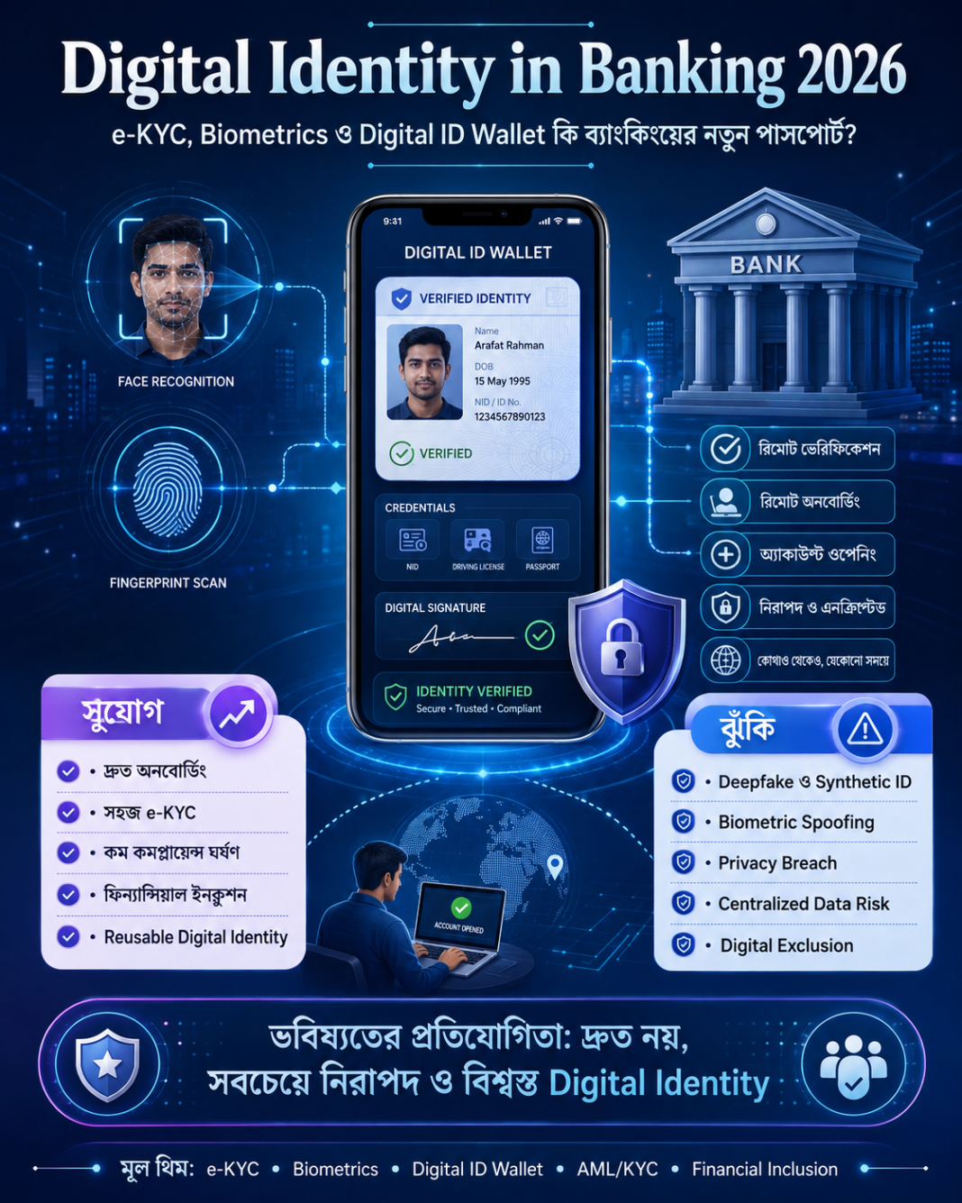 Digital Identity in Banking 2026: e-KYC, Biometrics ও Digital ID Wallet কি ব্যাংকিংয়ের নতুন পাসপোর্ট?