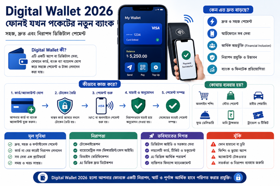 Digital Wallet 2026: ফোনই যখন পকেটের নতুন ব্যাংক—কী, কীভাবে কাজ করে এবং কেন এত দ্রুত বাড়ছে?
